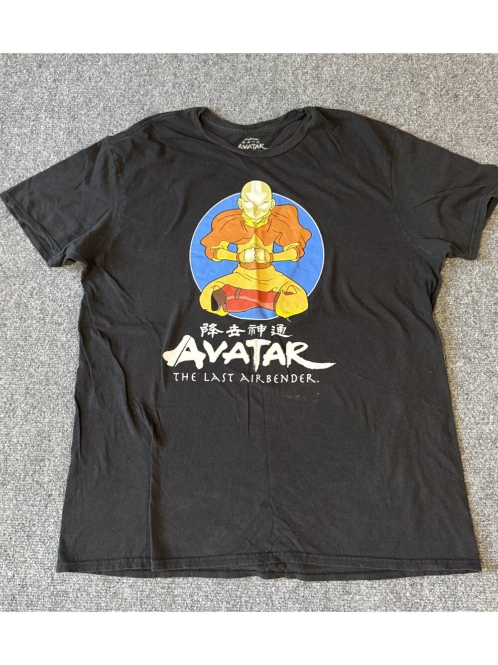 Avatar The Last Airbender Black Graphic Tee Aang Design Size XL